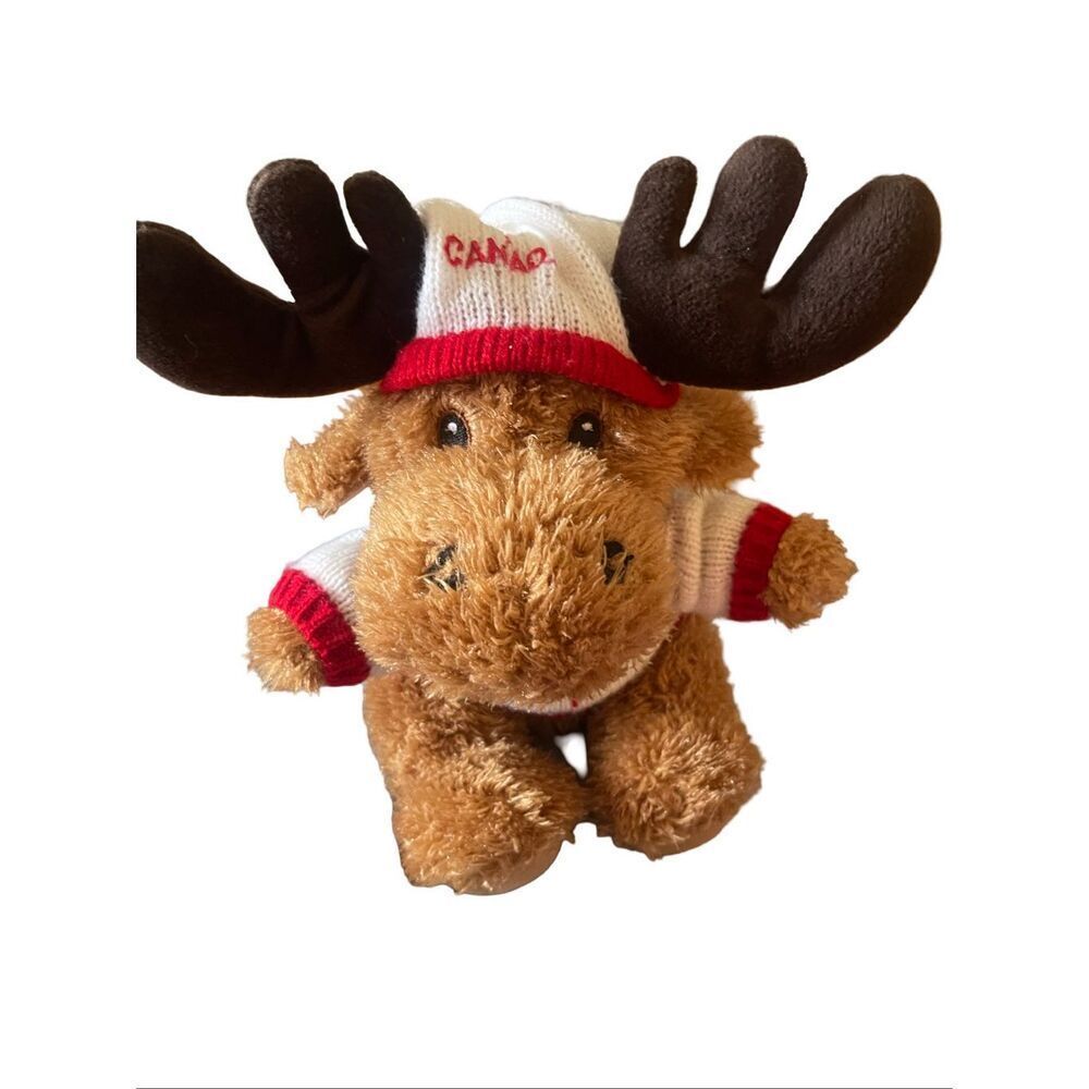 Creature Comforts Maple Leaf Sweater Canadian Moose Plush Stuffed Animal 10"